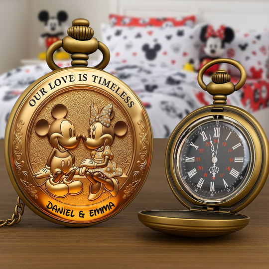 Love Is Timeless Pocket Watch - Personalized Gift For Couple