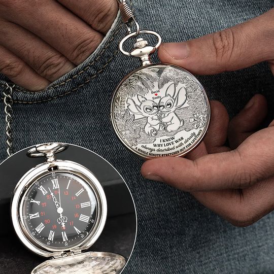 Blue Monster Fans Pocket Watch - Personalized Gifts For Couple