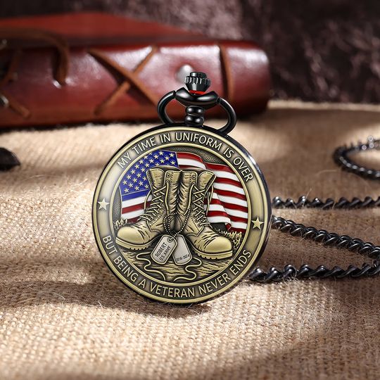 Proud To Have Served Pocket Watch - Personalized Gifts For Veteran