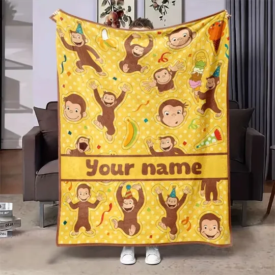 Discover Cute Monkey Name Blanket - Cartoon Flannel Throw for Kids and Family