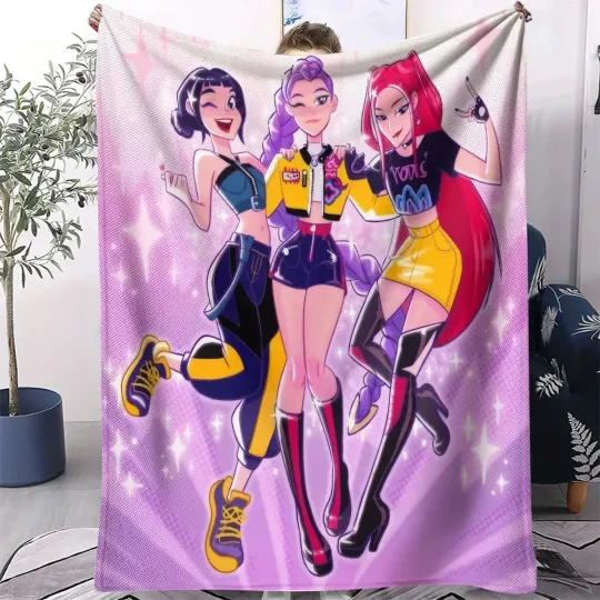 Discover K-Pop Style Demon Girl Flannel Blanket Fantasy Art Throw
