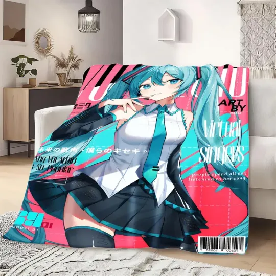 Discover Anime Singer Style Fleece Blanket - Soft Cozy Throw for Sofa and Bed