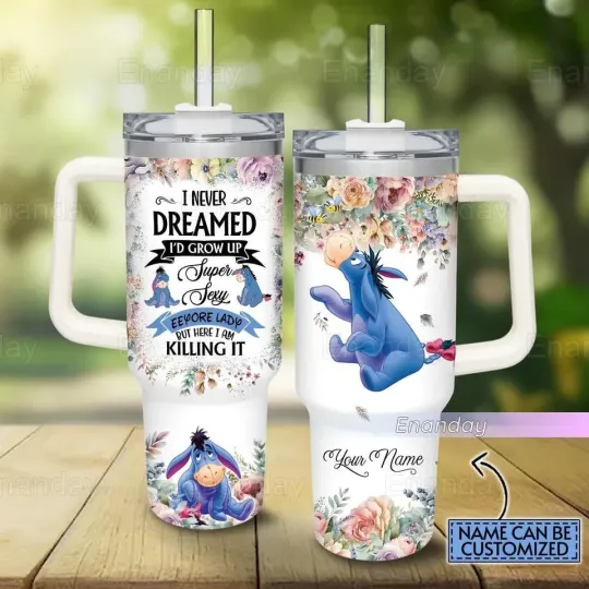 Discover Eeyore Tumbler 40oz, Custom Disney Donkey Tumbler, Cartoon Movie Tumbler