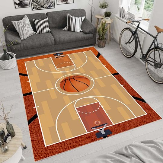 Discover Basketball Court Rug: Non-Slip Kids Room Decor