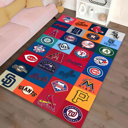 Discover Baseball Team Logos Rug, Sports Area Rug, Boy's Room Decor