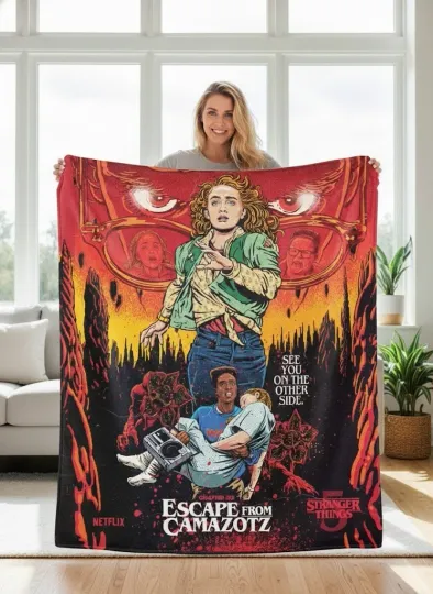 Discover Season 5 Vintage 80s Sci-Fi Horror Poster Style Fleece Blanket