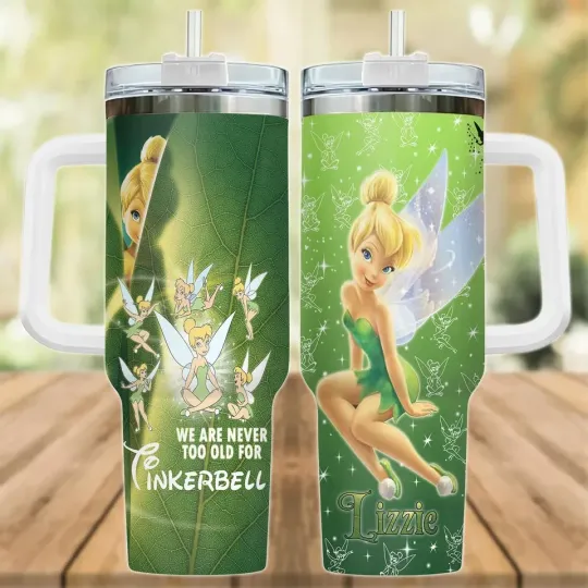 Discover Custom Tinkerbell Tumbler 40oz, Disney Fairy Story Insulated Tumbler, Peter Pan