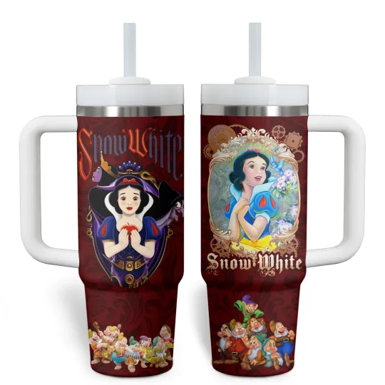 Discover Snow White 40oz Tumbler, Disney Travel Mug, Gift For Her, Gift For Cartoon Lover