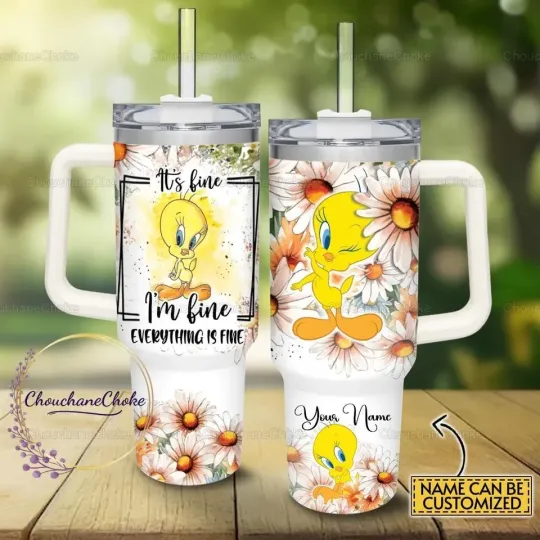 Tweety 40oz Tumbler, Tweety Tumbler, Tweety Bird Tumbler