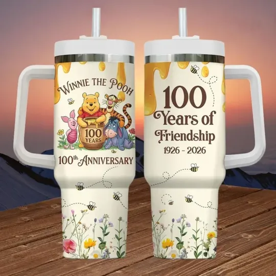 Discover Winnie The Pooh Tumbler, 100th Anniversary Stainless Steel Tumbler, Friendship