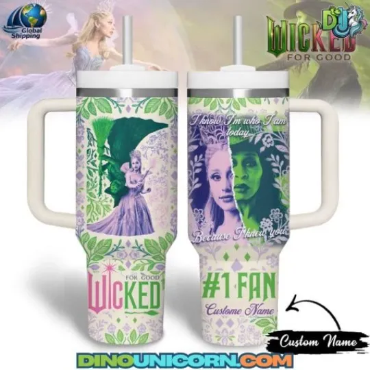 Discover Custom Green & Pink Broadway Musical Inspired Handle Tumbler Cup 20oz 30oz 40oz