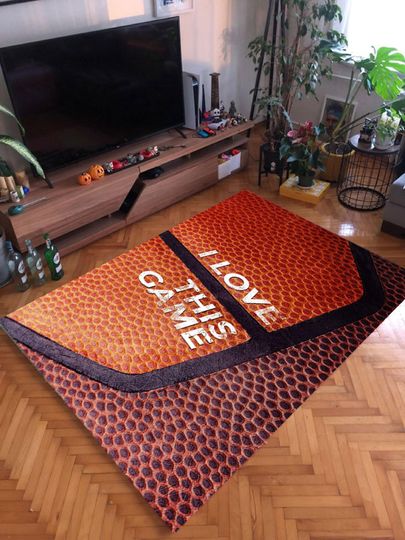 Discover Basketball Rug: Polyester Sports Rug for Game Room Decor