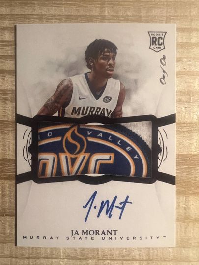 Discover Ja Morant 2019 Rookie Autograph Facsimile Printed Patch RP College Basketball Card - Murray State University