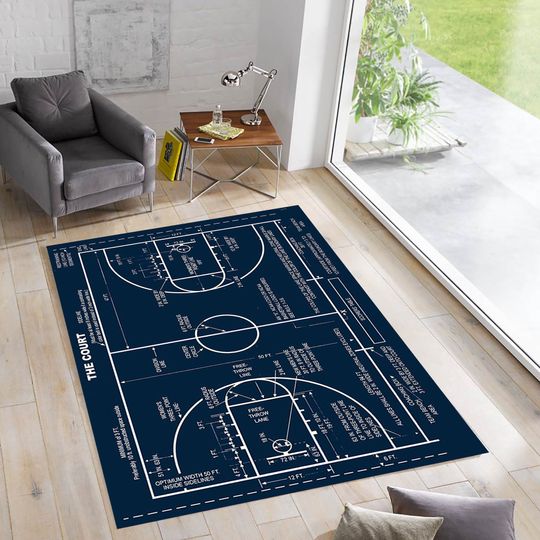 Discover Basketball Court Rug: Modern Teens Room Polyester Area Rug