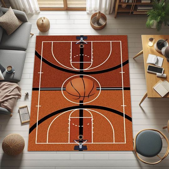 Discover Basketball Pitch Rug, Court Rug, Sport Rug, Basketball Lover Rug, Washable Rug, Non Slip Rug, Vivid Color Rug, Custom Rug