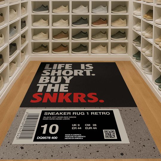 Discover Sneaker Room Rug, Hypebeast Decor, Shoe Room Carpet, SNKRS Themed Rug, Sneakerhead Gift, Streetwear Rug, Hype Room Mat, Shoe Box Rug
