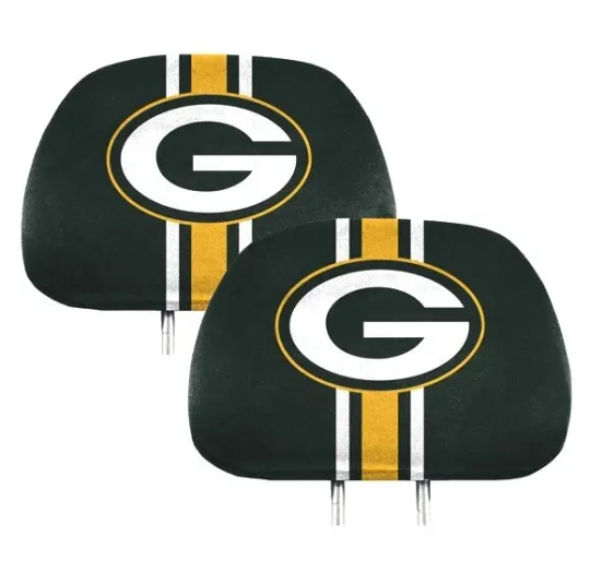 Discover Green Bay Packers football Licensed Headrest Covers -Set of 2- Car Seat Cover Gift