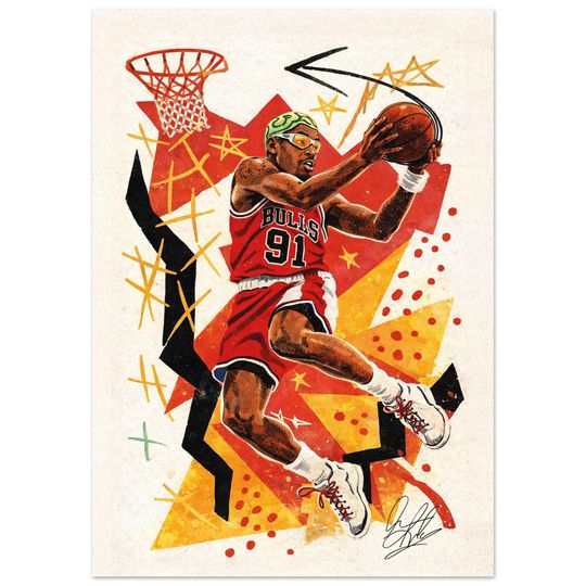 Dennis Rodman Poster  Chicago Bulls #91  Vintage Basketball Wall Art  NBA Cult Icon Print  90s Sports Art  Urban Retro Poster