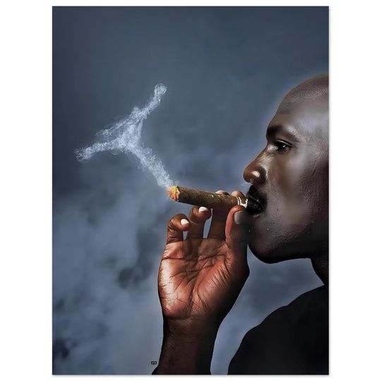 Discover Jordan Chilling with Cigar Poster, Basketball Legend Matte Vertical Posters, Sports Wall Art, NBA Legend Print, Man Cave Decor