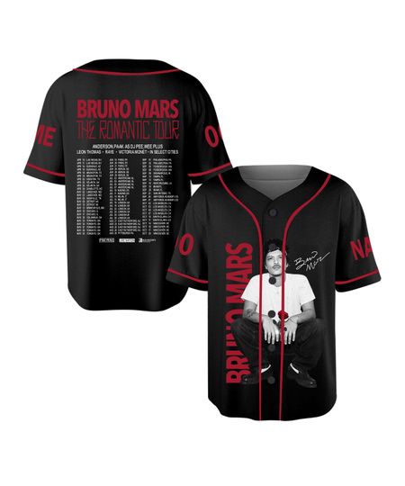 Discover Bruno Mars The Romantic Tour 2026 Baseball Jersey, Bruno Mars Concert Jersey, Tour Jersey, Music Fan Gift
