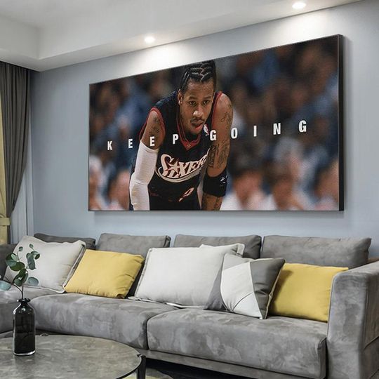 Discover NBA - Allen Iverson Keep Going Motivational Quote Basketball Canvas Painting Wall Art