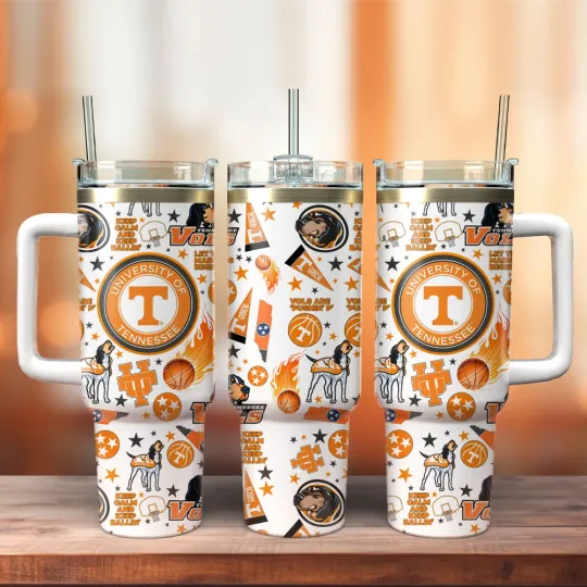 Discover Orange White College Fan Gift Tumbler 40oz With Handle