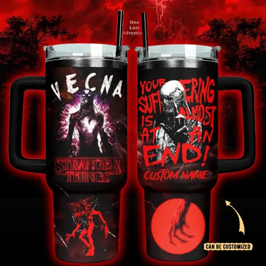 Discover Red Glow Retro Style Tumbler 40oz, Custom Insulated Stainless Steel Travel