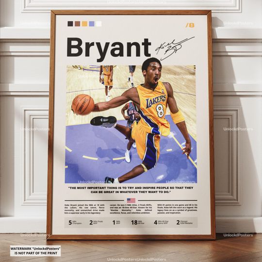 Discover Kobe Bryant Poster, Bryant Lakers, Framed NBA Basketball Print, Basketball Legend Decor, Sports Artwork, Icon, Iconic Posters,Kobe Wall Art,