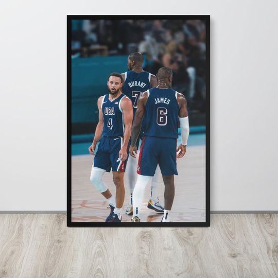 LeBron, KD, Steph Curry Olympics Framed Poster NBA Print  Gift for NBA Fan