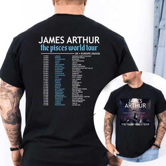 Discover Arthur Shirt Pisces World Tour 2026 T-Shirt, UK Shirt, Arthur Concert Shirt, Music Festival Tee, Adults And Kids Tee