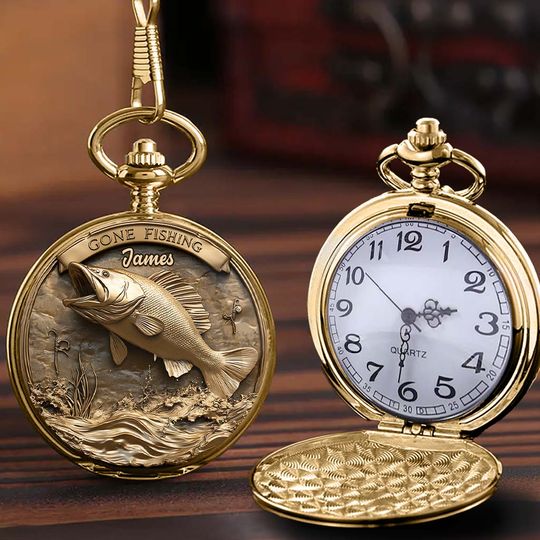 Gone Fishing - Personalized Fishing Pocket Watch