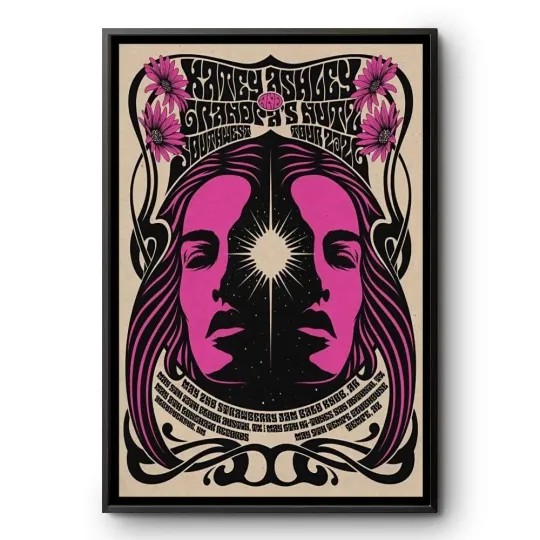 Discover Kacey Musgraves 2026 Southwest Tour Poster Pink Floral Psych Art Vertical Poster