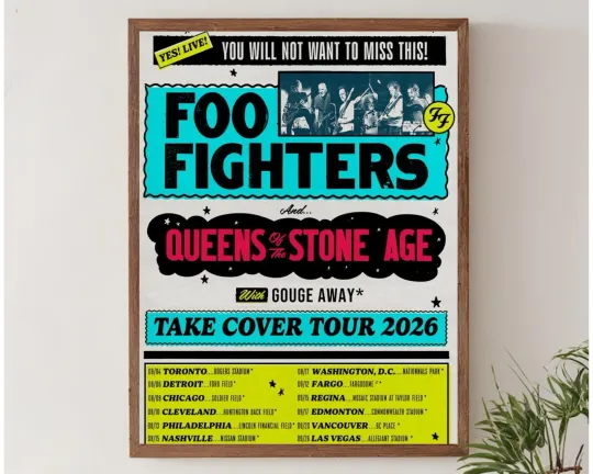 Discover FF Band Fighters Take Cover Tour 2026 Vertical Poster