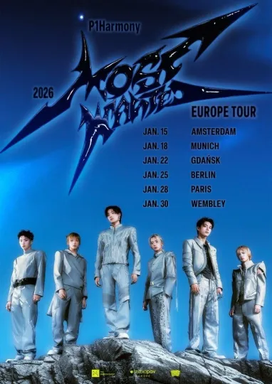 Discover P1Harmony MOST WANTED Europe Tour 2026 Poster London Paris Berlin Madrid Vertical Premium Matte