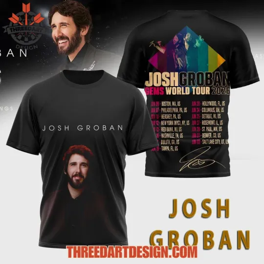 Discover Josh Groban Gem World Tour 2026 3D T-Shirt