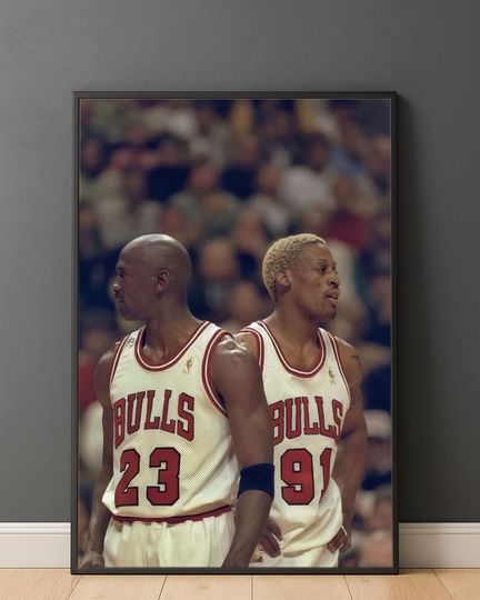 Discover Chicago Basketball Legends Poster | 90s Bulls Duo Wall Art | Vintage NBA Style Print | Sports Motivation Decor