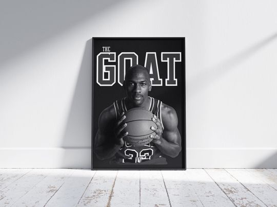 Discover Michael Jordan Goat Poster, Gray and White Basketball Wall Art, NBA Legend Print, Bulls 23 Decor, Sports Room Poster, Basketball Fan Gift