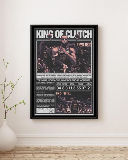 LeBron James King of Clutch  Legendary NBA Moment Basketball Poster | Motivation Wall Art