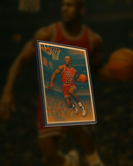 Michael Jordan Vintage Poster  Retro Basketball Printable Art, NBA Legend Wall Decor, Digital Download for Sports Fans and Game Rooms