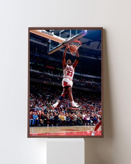Discover Michael Jordan Iconic Dunk Art Print | Chicago Bulls #23 Legendary NBA Wall Poster