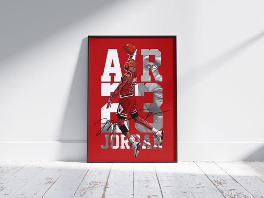 Discover Michael Jordan Poster, Gray and White Basketball Wall Art, NBA Legend Print, Bulls 23 Decor, Sports Room Poster, Basketball Fan Gift