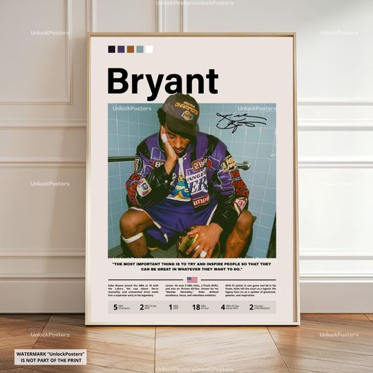Kobe Bryant Poster, Bryant Lakers, Framed NBA Basketball Print, Basketball Legend Decor, Sports Artwork, Kobe Wall Art, Iconic Posters, Icon