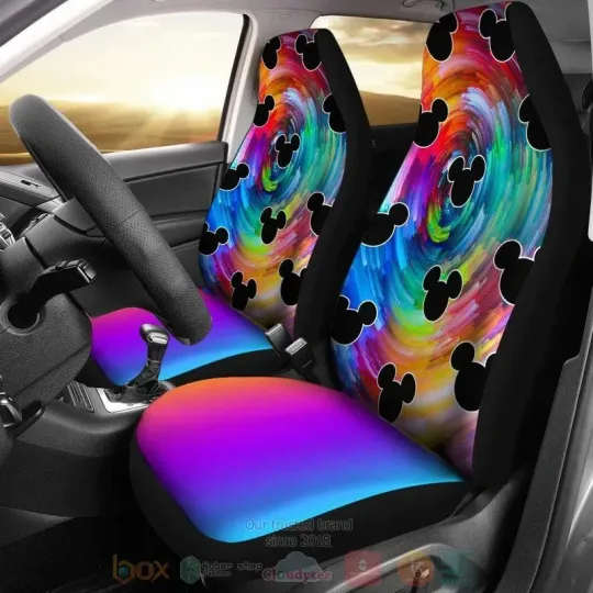 Discover Mickey Rainbow Spiral Car Seat Cover