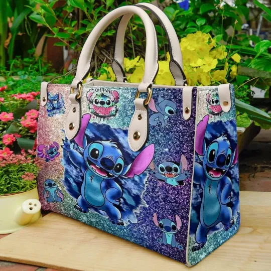 Discover Cute Disney Stitch Art Handbag, Leather Disney Handbag, gift for her