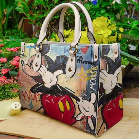 Discover Vintage Disney Mickey Art Handbag, Leather Disney  gift for her, gift for him