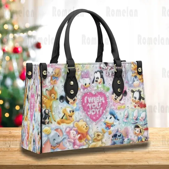 Discover Mickey And Friends Disney Leather Handbag, gift for her , gift for cartoon lover