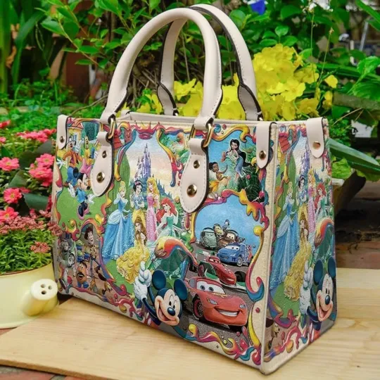 Discover Disney Characters Wallpaper Handbag, Leather Disney Handbag