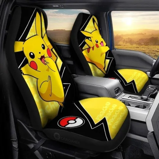 Discover Pika Custom Anime Car Seat Covers