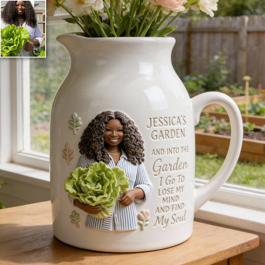 Gift For Gardening Lovers - Personalized Gardening Ceramic Flower Vase