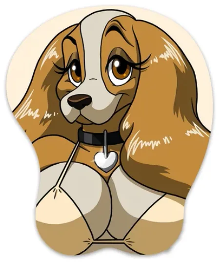 3D Oppai Mouse Pad with Wrist Rest, Anime Manga Canine Design